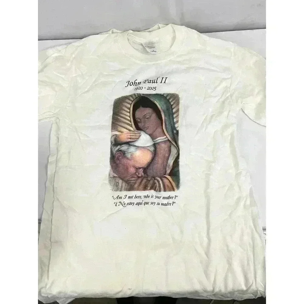 Lot of 5 White T-shirt Virgen De Guadalupe Juan Pablo II Our‎ Lady of Guadalupe